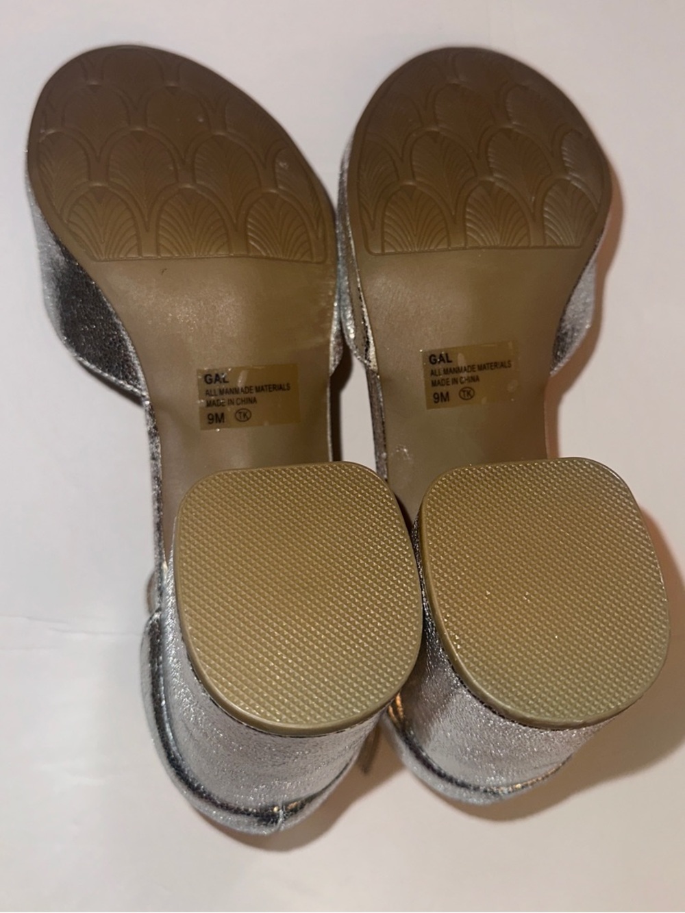 Women’s pop Metallic Silver Ankle-Strap Block Heels size 9 New with Box - Picture 5 of 7